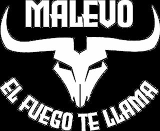 Malevo band logo featuring a bull skull with long curved horns and Spanish text reading El Fuego Te Llama on black background